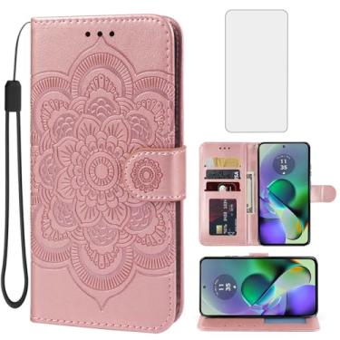 Imagem de Bohefo Capa para Moto G54 5G, Motorola G54/Moto G64 5G XT2343 Capa carteira com protetor de tela de vidro temperado, capa flip de couro com suporte para cartão de crédito para Motorola Moto G54 5G