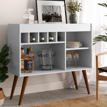 Imagem de Buffet Aparador Com Adega E 3 Nichos Retrô New Odin Branco - LOJAS PRI