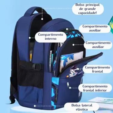 Imagem de Bolsa Infantil Mochila Astronauta Espaço Planetas Ortopédica Alça Conf