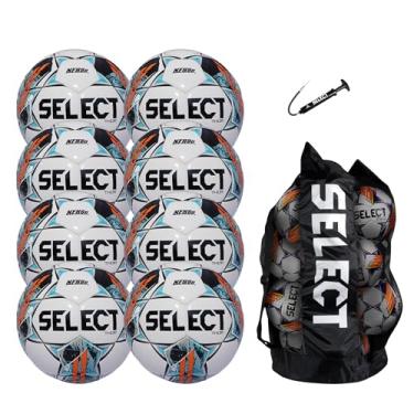 Imagem de SELECT Bola de futebol Thor, pacote de 8 bolas com bolsa de bolas e bomba de mão, branco/azul/laranja V24, tamanho 4