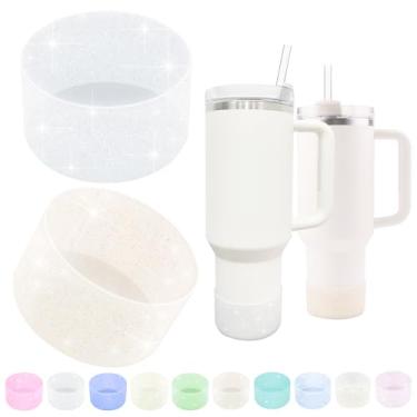 Imagem de Jooggy 2 pacotes de acessórios de silicone brilhante para capa de bota Stanley Cup 20 30 1,134 g e Hydro Flask 340-680 g com tampa inferior antiderrapante de 7 a 7,5 cm para garrafa de esportes aquáticos com cobertura de canudo As Gfit