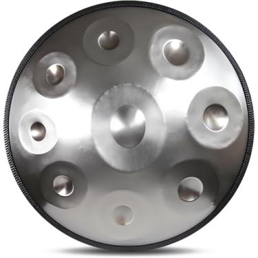 Imagem de Tambor Handpan, 432 Hz/440 Hz Instrumento de percussão de tambor manual para cura sonora e meditação pessoal, 22 polegadas 9/10/12 notas Tambor de língua de aço com todos os acessórios, SILV