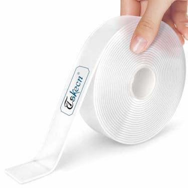 Imagem de TSKECN Fita adesiva dupla face Nano resistente (4,5 m) multiuso, removível, aderente, lavável e reutilizável, fita adesiva transparente, tapete de carpete para casa, escritório, carro, parede