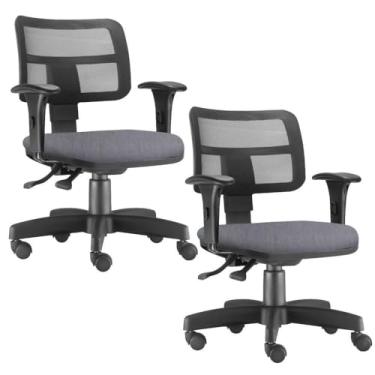 Imagem de Kit 02 Cadeiras Giratória Zip L02 Executiva Ergonômica Escritório Linho Cinza - Lyam Decor