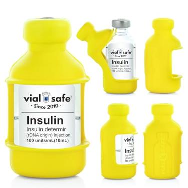 Imagem de VIAL SAFE | Capa protetora de frasco de insulina | Protetor seguro de frasco de insulina e tampa para frascos de 10 ml | Serve para Humalog, Humulin, NovoLog, NovoRapid, Novolin | Pacote com 2 |