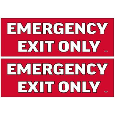 Imagem de Rogue River Tactical Pacote com 2 adesivos de emergência apenas para saída de emergência, conjunto de placas de aviso, 22 x 7,6 cm, para ambientes internos, externos, janelas, portas, lojas,