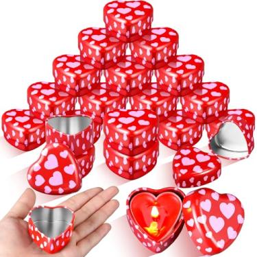 Imagem de MorningRo 24 Pcs Valentine's Day Heart Candle Tins with Lids Empty Heart Shaped Candle Jars 2 oz Candle Tins Box Valentine Candle Containers for DIY Making Candles Valentine Gifts(Red)