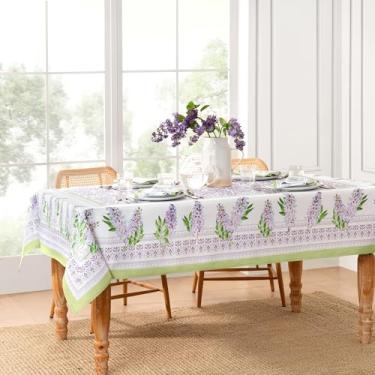 Imagem de Elrene Home Fashions Toalha de mesa de jantar floral lilás para primavera/verão, resistente a rugas, retangular de 152 x 365 cm