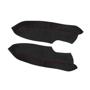 Imagem de TUCKBOLD Par de painéis de couro sintético para porta da frente do carro, capa de apoio de braço preto e vermelho para Honda Civic 2006-2011 Sedan Automotive Parts