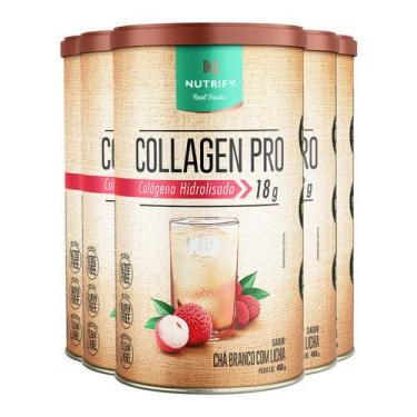 Imagem de Kit 5 Collagen Pro Colágeno Hidrolisado Chá Branco com Lichia Nutrify 