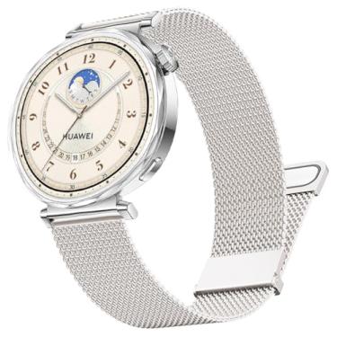 Imagem de DEALELE Pulseiras compatíveis com Huawei Watch GT5 Pro de 42 mm/GT5/GT4 41 mm/Garmin Venu 3S/Fossil Gen 6, pulseira de malha magnética milanesa de aço inoxidável de 18 mm para mulheres e homens,