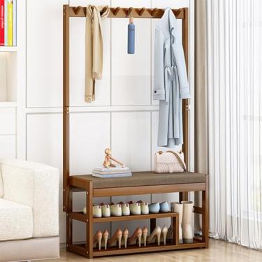 Imagem de Cabideiro, banco de sapato, entrada resistente, organizador de prateleira, sapateira de entrada com cabideiro, banco de entrada com cabideiro, banco de entrada, sapateira, prateleira de armazenamento