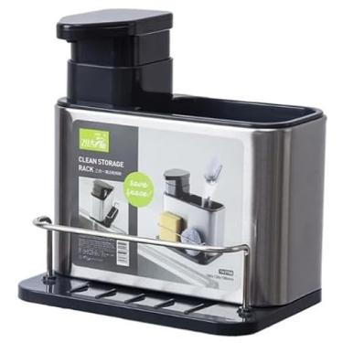 Imagem de Porta Detergente Inox com Dispenser para Sabão Líquido e Suporte para Esponja/Bucha – Organização para Cozinha - ARTHANICZ