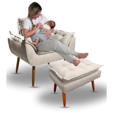 Imagem de Poltrona Para Amamentação com Puff Para Descanso - Poltrona Para Amamentação Decorativa (Bege)