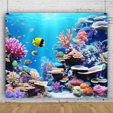 Imagem de 3,7 x 3 m fundo para fotografia debaixo do mar, cenário do mundo subaquático, fundo fotográfico, colorido, coral, mar, tema de aniversário, chá de bebê, decoração de festa, adereços de estúdio