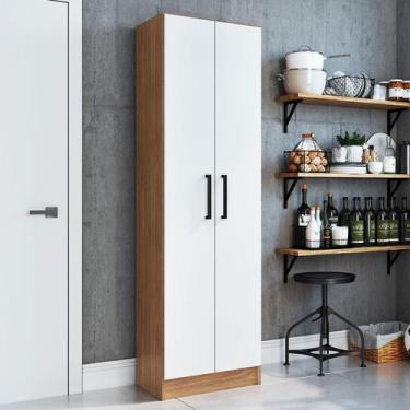 Imagem de Armário Multiuso Milano 2 Portas 5 Prateleiras Freijó/Branco - Irm Móv