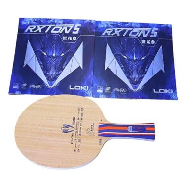 Imagem de Combo Loki K1 Clássica com Borrachas Rxton 5, Raquete de Tênis de Mesa Profissional 5 Folhas de madeira 2 carbono, Cabo FL, selo ITTF