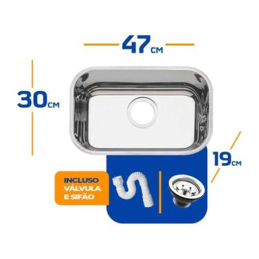 Imagem de Cuba As Pia Inox 304 Cozinha N1 47x30x19 Luxo