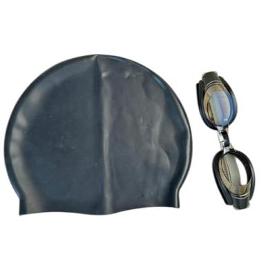 Imagem de Kit Óculos E Touca Natação, Impermeável Para Natação e Nado, Infantil, Lentes Uv, Piscina, Praia, Lentes Sem Neblina, à Prova D'água, Óculos Antiembaçante para Atividades aquáticas (PRETO-LISO)