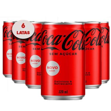 Imagem de Refrigerante coca cola Sem Açucar Lata 220ml ( 6 Latas )