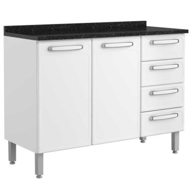 Imagem de Balcão com Tampo Evidence Aço 120cm 2 Portas 7126 Branco - Bertolini