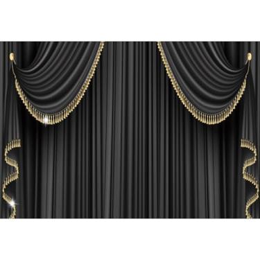 Imagem de DORCEV 3 x 2,1 m, cenário de teatro, preto, dourado, cenário fotográfico, casamento, aniversário, celebração, retrato, decoração, fundo, carnaval, festa, drama, apresentação, estúdio fotográfico