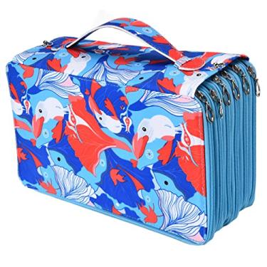 Imagem de Estojo Rosa de Grande Capacidade Com 120 Slots, Artesanato Requintado, Armazenamento de Papelaria Portátil Leve para Suporte de Caneta Embutido (BLUE)