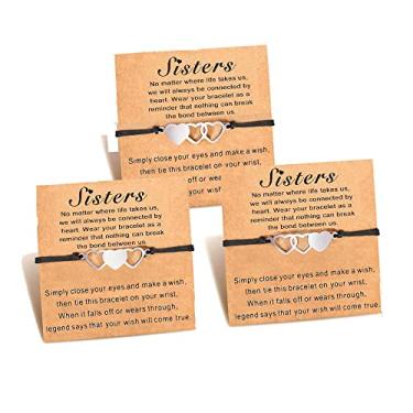 Imagem de EEChristmas Pinky Promise Distance Matching Pulseiras Pacote com 3 para Melhores Amigas Família Homens Meninas Presente de Aniversário Amizade Ajustável, Metal, não conhecido