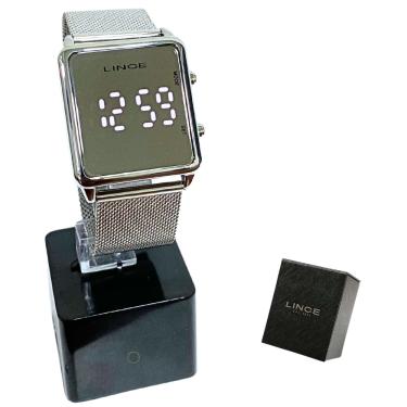 Imagem de Relógio Lince Feminino Digital Led Prateado Espelhado MDM4619L BXSX
