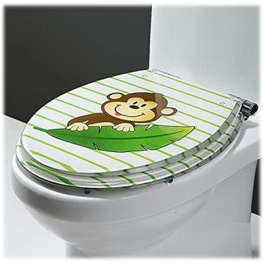 Imagem de CUTPOIY Assento sanitário de liberação rápida, tampa de vaso sanitário resistente, forma oval, assento de vaso sanitário de resina ecologicamente correto, dobradiças ajustáveis para banheiro perfeito