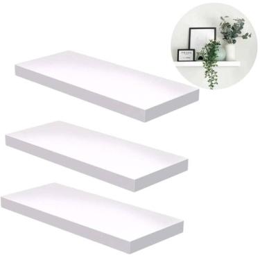 Imagem de kit 3 Prateleira reta 20x34cm nicho Mdf Branco Suporte decoração sala 