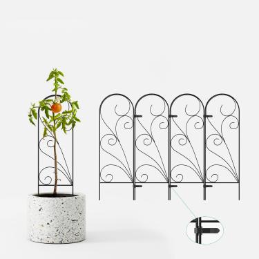 Imagem de Zhongma Pacote Com 4 Treliças De Metal 24" Para Plantas Em Vasos, Trepadeiras, Cercas Internas E Externas, Suporte Flores Vegetais
