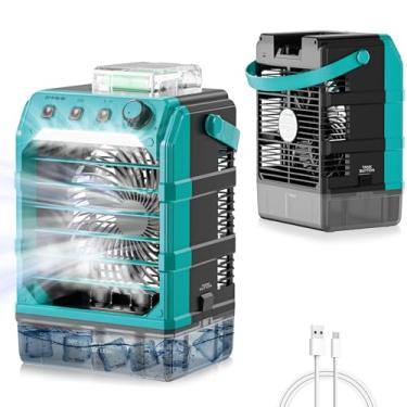 Imagem de Rozlchar Ventoinha de resfriamento portátil compatível com bateria Makita de 18 V (sem bateria) com entrada USB, ventilador de acampamento externo com névoa, função de temporização, tanque de água de