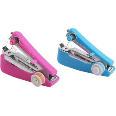 Imagem de Máquina de costura portátil, mini máquina de costura manual resistente portátil, para tecidos, roupas, artesanato faça você mesmo, ferramenta de reparo rápido de ponto prático (cor aleatória)