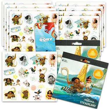 Imagem de Adesivos de festa da Moana da Disney – Pacote com 2 pacotes de adesivos – 12 folhas + 240 adesivos Plus 2 adesivos especiais! (adesivos Moana)