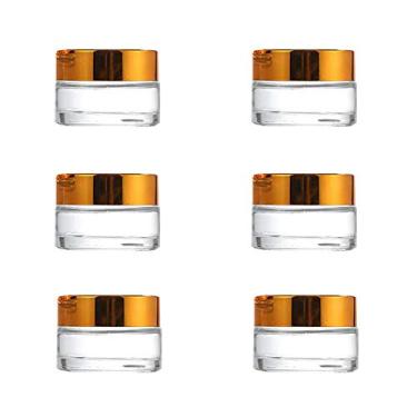 Imagem de 6PCS 5G Transparent Glass Cream Jars with Inner Liners and Gold Screw Lid Refillable Empty Cosmetic Containers Eyeshadow Packing Storage Cases Lotion Box Ointments Bottle for Lip Balm Face Body Cream Y