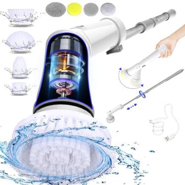 Imagem de UBeesize Electric Spin Scrubber,Cordless Cleaning Brush,Power Shower Scrubber with 8 Replaceable Brush Heads,Adjustable Detachable Handle Bathroom Scrubber for Bathtub,Tile,Floor and Car Cleaning