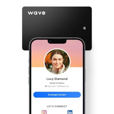 Imagem de Cartão de visita digital da Wave – Cartão de contato inteligente NFC (preto fosco)