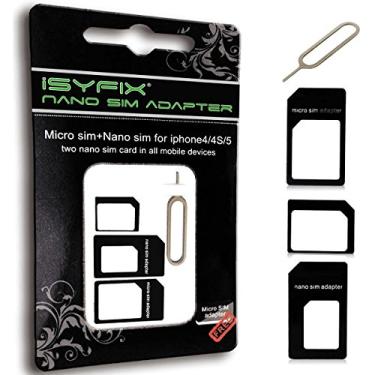 Imagem de iSYFIX Kit conversor adaptador de cartão SIM 4 em 1 - Nano/Micro/Padrão - Com pino de ejeção de aço