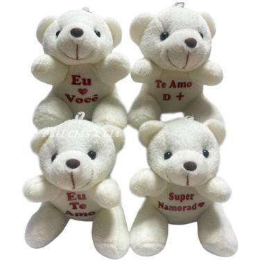 Imagem de Mini Urso Creme De Pelúcia Chaveiro Dia Dos Namorados 9cm Jg04pçs - PE