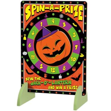 Imagem de WinnerWhy Halloween Wheel Spinner 14.6 x 19.7 Inches Spinner Prize Wheel Game Wood Spin Wheel for Prizes with Stand Tabletop Roulette Spinner for Fall Halloween Carnival Party Games