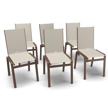 Imagem de Kit 6 Cadeiras Jantar área Gourmet Alumínio Marrom - Bege