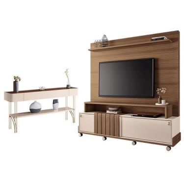Imagem de Estante Home Theater Bold E Aparador Vivant Castanho Off White - Hb Móveis