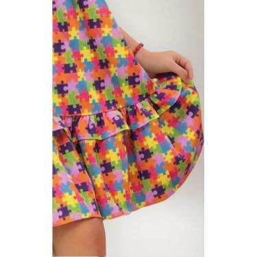 Imagem de Vestido Infantil Juvenil Lala Alçinha Estampado Autismo - Se Tu Benção