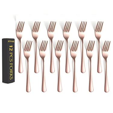 Imagem de KITWARE Conjunto De 12 Garfos Ouro Rosé, Prata 6,8", Utensílios Cozinha Pequenos Aço Inoxidável Para Jantar Em Casa Ou Restaurante, Laváveis Na Máquina Lavar Louça
