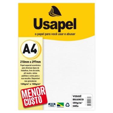Imagem de Papel A4 Vergê 50 Folhas Branco 180g Usapel - FILIPERSON