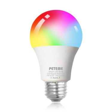 Imagem de Peteme Lâmpadas Inteligentes Wi-Fi, Led Rgb Que Mudam De Cor, Compatíveis Com Alexa, Siri, Echo, Google Home, A19 E26 60 W, 1 Pacote