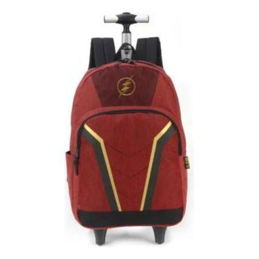 Imagem de Mochila Grande Rodinha Com Alça Escolar Infantil Vinho Flash - Napoles