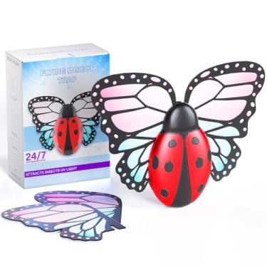 Imagem de Armadilha para insetos voadores internos, armadilhas leves para moscas, moscas da fruta, mosquitos, mariposas, mosquitos e outras moscas voadoras (1 dispositivo plug-in + 3 pares de recargas)