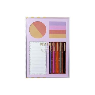 Imagem de Post-it Notado por Caixa de Presente de Notas Impressas, Conjunto de 4 Peças, Cores Quentes, Inclui Notas Adesivas Redondas, Notas Adesivas Quadradas, Mini Lista de Notas Adesivas, Canetas de 3 Pacote